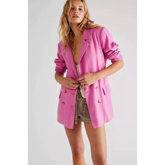 Free People Jackets & Blazers - FREE PEOPLE Sz  XL OLIVIA BLAZER IN PINK